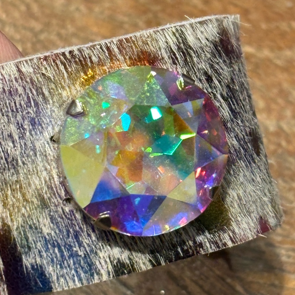 Stunning Cowhide Adjustable Cuff Bracelet With La… - image 1